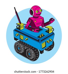 Tank Robot vector illustration in pop art color, good for robotics school logo and k ids tshirt design