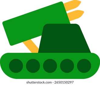 Diseño de estilo plano de icono de cohete de tanque