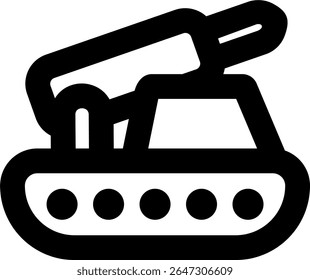 Icono de cohete de tanque delineado diseño de estilo