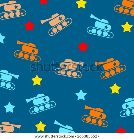 tank seamless vector cartoon design for kids apparel design fullprint fabric. 
This design is suitable for children's clothing textile industry
