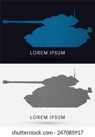 Tank, silhouette, designed using blue and black cycle, logo, symbol, icon, graphic, vector. 