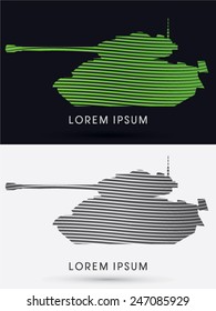 Tank, silhouette, designed using green  and black line logo, symbol, icon, graphic, vector. 