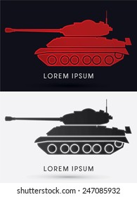 Tank, silhouette, designed using red and black color logo, symbol, icon, graphic, vector. 