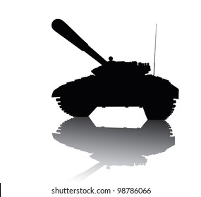 Tank Silhouette With Reflection