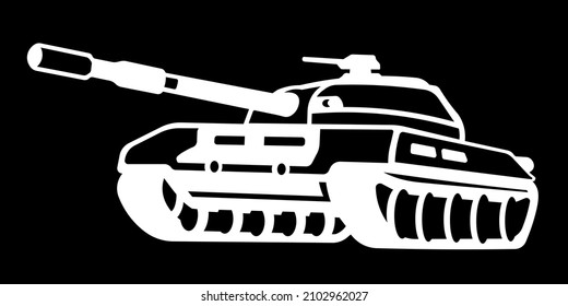 Silueta de tanque con fondo transparente, ilustración vectorial adecuada para corte láser, corte y proyectos artesanales