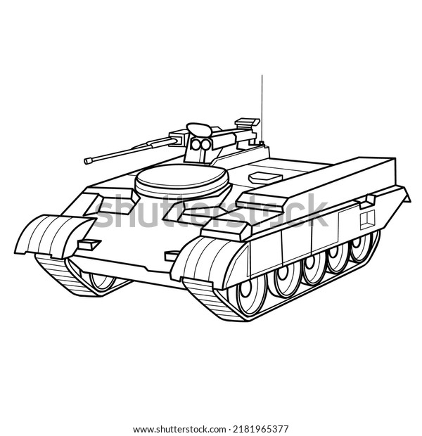 tank sketch, coloring book, isolated\
object on white background, vector illustration,\
eps
