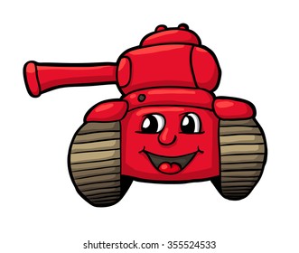 Tank with smile, vector illustration