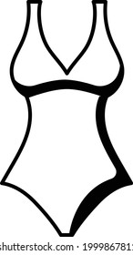Traje de tanque Diseño de iconos vectores, actividades de primavera de verano Símbolo, dibujo de mano de dibujos de Doodle de calor, material de temporada más cálido, ilustración de ropa de baño de sol, concepto de traje de baño de una pieza
