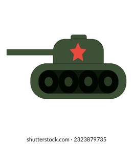 Tank T 34 isolated on white background. Military Machine in retro style. Vector illustration. 