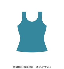 Tank top clothing icon is a simple vector illustration of a sleeveless shirt, perfect for representing casual wear, summer fashion, and activewear branding.