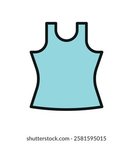 Tank top clothing icon is a simple vector illustration of a sleeveless shirt, perfect for representing casual wear, summer fashion, and activewear branding.