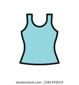 Tank top clothing icon is a simple vector illustration of a sleeveless shirt, perfect for representing casual wear, summer fashion, and activewear branding.