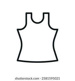 Tank top clothing icon is a simple vector illustration of a sleeveless shirt, perfect for representing casual wear, summer fashion, and activewear branding.