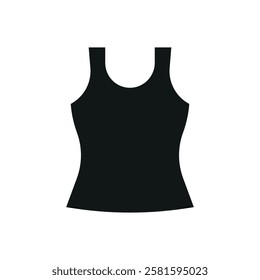 Tank top clothing icon is a simple vector illustration of a sleeveless shirt, perfect for representing casual wear, summer fashion, and activewear branding.