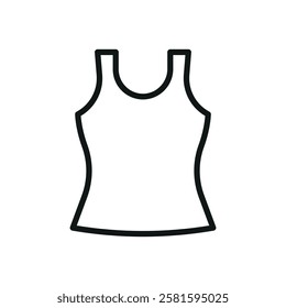 Tank top clothing icon is a simple vector illustration of a sleeveless shirt, perfect for representing casual wear, summer fashion, and activewear branding.