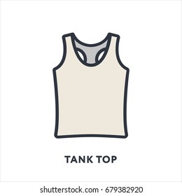 Tank Top Clothing Undershirt Minimal Color Flat Line Outline Stroke Icon Pictogram