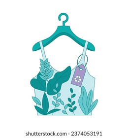 Tank Top Dress with Growing Plant on Hanger as Eco Friendly Vector Illustration