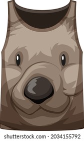 Tank top with face of cute bear pattern illustration