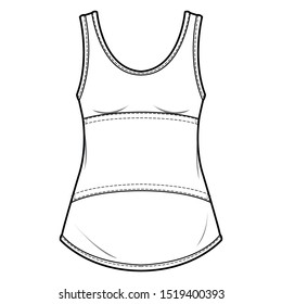 Tank top fashion flat sketch template