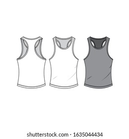 Tank top fashion flat sketch template