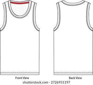 Tank Top flache Skizze, Tank Top editierbare Modell nach oben, Tank Top Design