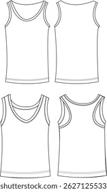 Tanque Top Senhoras moda plana esboço vetor modelo