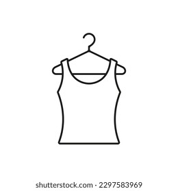 Tank top is on hanger icon. Vector. Line style.