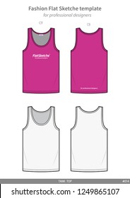 TANK TOP Sleeveless fashion flat technical drawing template