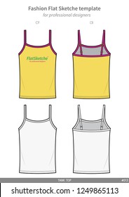 TANK TOP Sleeveless fashion flat technical drawing template