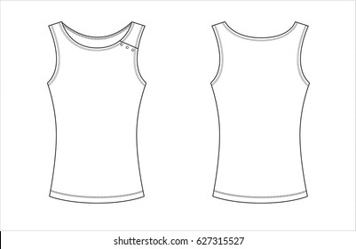 Tank top with snaps on the side ~ black and white fashion illustration