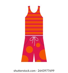 Tank top and swimming shorts with a bubbles pattern. Summer concept vector illustration.