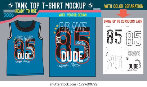 tank top t shirt mockup design vector with color separation and ready to use