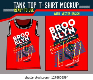 tank top t shirt mockup,brooklyn awesome dude vector design