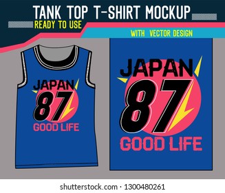 tank top t shirt mockup,japan good life vector 