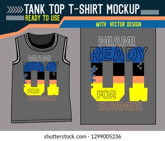 tank top t shirt mockup,miami ready for summer vector design