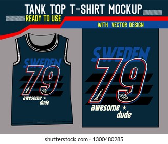 tank top t shirt mockup,sweden awesome dude vector