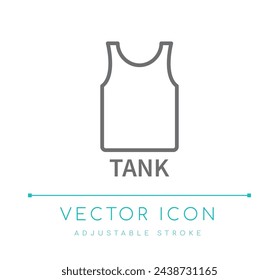 Tank Top Tshirt Clothes Style, Sleeveless Shirt Fashion Apparel Vector Line Icon