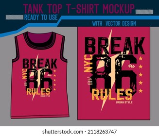 tank top t-shirt mockup fashion design vector