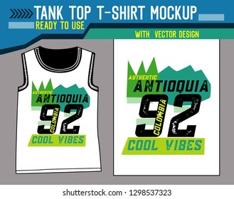 tank top t-shirt mockup,antioquia colombia cool vibes,vector illustration