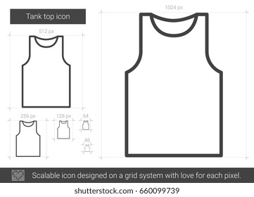 Tank top vector line icon isolated on white background. Tank top line icon for infographic, website or app. Scalable icon designed on a grid system.