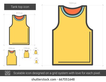 Tank top vector line icon isolated on white background. Tank top line icon for infographic, website or app. Scalable icon designed on a grid system.