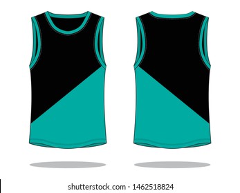 Tank Tops Design Vector 
(Black / Turquoise)
: Front and Back View