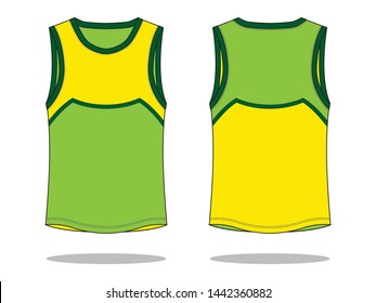 Tank Tops Design Vector 
(Yellow / Green)
: Front and Back View
