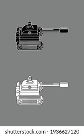 Diseño plano de juguete del depósito contorno blanco negro