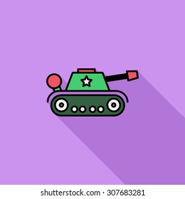 Tank toy icon. Flat vector related icon with long shadow for web and mobile applications. It can be used as - logo, pictogram, icon, infographic element. Vector Illustration.