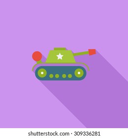 Tank toy icon. Flat vector related icon with long shadow for web and mobile applications. It can be used as - logo, pictogram, icon, infographic element. Vector Illustration.