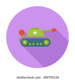 Tank toy icon. Flat vector related icon with long shadow for web and mobile applications. It can be used as - logo, pictogram, icon, infographic element. Vector Illustration.