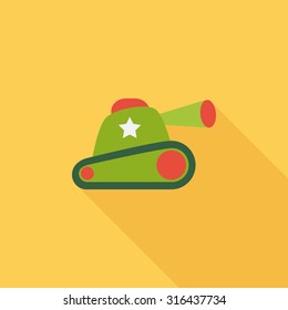 Tank toy icon. Flat vector related icon with long shadow for web and mobile applications. It can be used as - logo, pictogram, icon, infographic element. Vector Illustration.