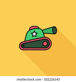 Tank toy icon. Flat vector related icon with long shadow for web and mobile applications. It can be used as - logo, pictogram, icon, infographic element. Vector Illustration.