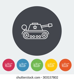 Tank toy icon. Thin line flat vector related icon for web and mobile applications. It can be used as - logo, pictogram, icon, infographic element. Vector Illustration. 